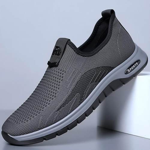 男鞋夏季新款飞织网面休闲跑步鞋男透气软底老北京布鞋爸爸健步鞋