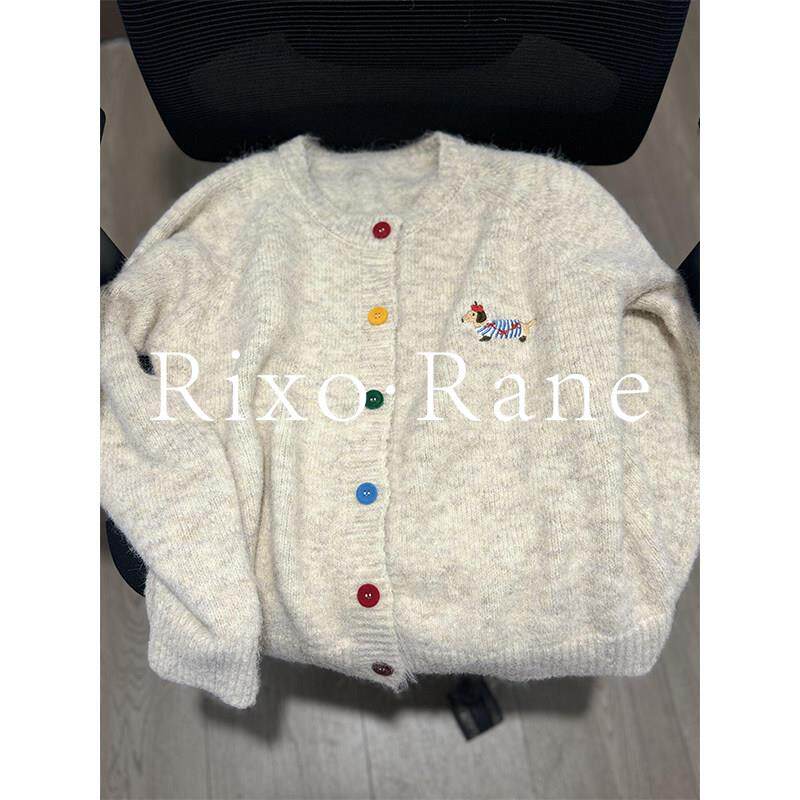 法国Rixo Rane ?糖果色扣子毛衣开衫毛衣女秋冬刺绣软糯百搭上衣