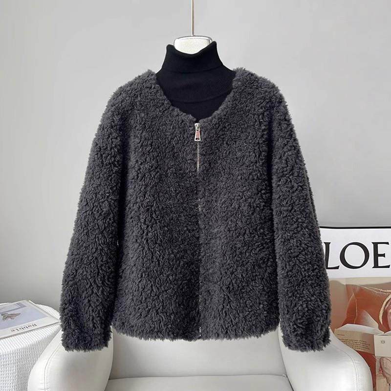 RAGR 颗粒羊剪绒羊羔毛外套 24年冬季新款短款圆领~大衣皮草宽松,女装/女士精品,常规大码外套,淘宝优惠券,粉丝福利购,淘宝优惠卷