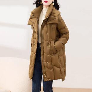 玛古芭中长款羽绒服女款2025新款冬季小个子女妈妈白鸭绒大码外套