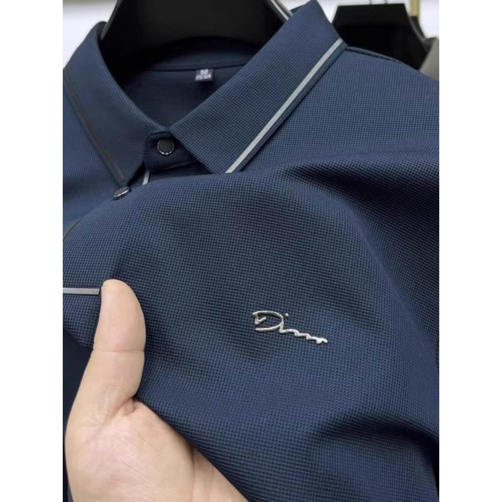 法国高端！无痕长袖t恤男春秋季新款翻领商务休闲polo衫下摆开叉