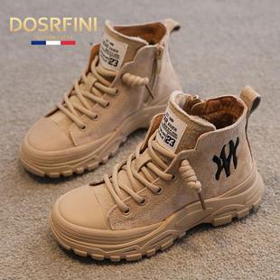 秋冬女街靴羊毛衬里首层牛皮短靴真皮流行厚底雪地靴短筒