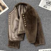 LILY 设计感气质休闲高级上衣 MOST咖色貂绒短外套女2025秋冬新款