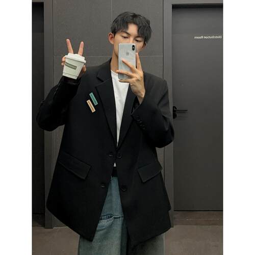 CLARALEE西服外套男春秋高级感dk制服上衣潮牌宽松大码休闲西装