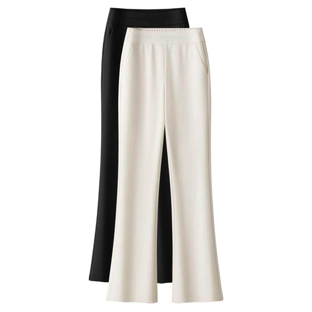 Canary Kiss白色微喇西装裤女2025春秋新款时尚高腰显瘦喇叭裤子