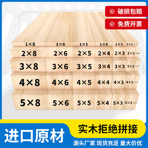 进口原木木条实木木方条子松木木板硬木头长条床板龙骨架边框实木