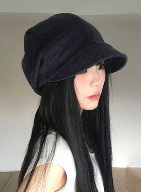 大帽檐百搭堆堆帽女春夏棉素颜简约复古报童帽包头显脸小套头冷帽