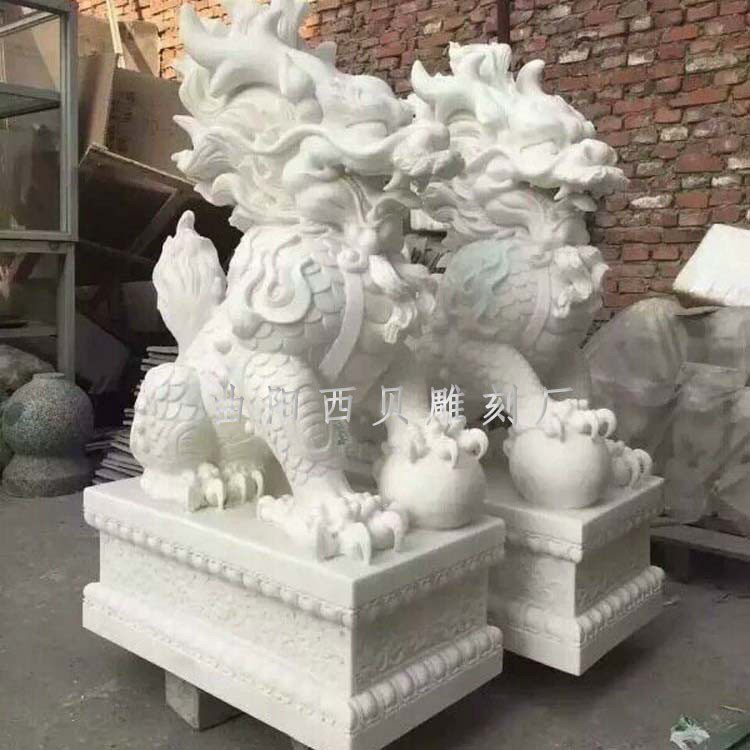 石材麒麟雕塑厂家现货供应工厂销售大理石景观酒店企业门口摆件