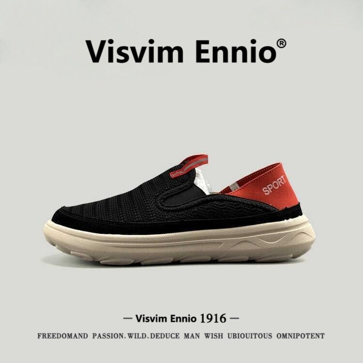 VISVIM ENNIO夏季新款一脚蹬飞织透气网面鞋缓震轻便男套脚便携露