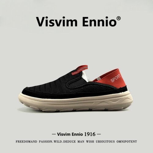 VISVIM ENNIO夏季新款一脚蹬飞织透气网面鞋缓震轻便男套脚便携露