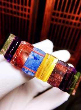 收藏级高端多宝手排钛晶发晶草莓晶绿发超七紫发单珠