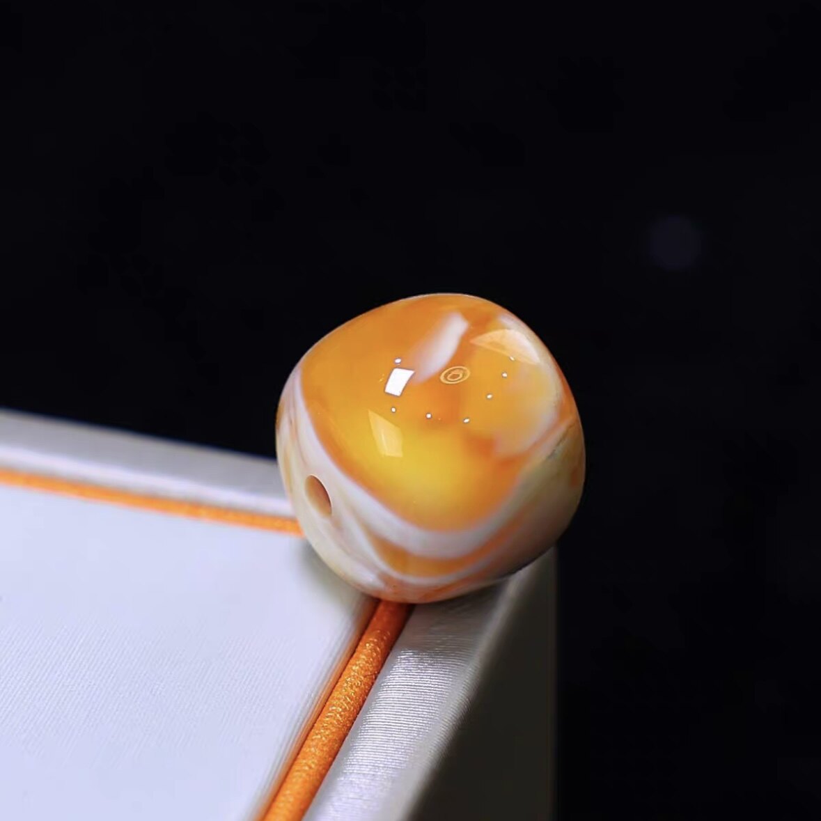 精品俄料蜜蜡溶洞老型珠妖花蜜橘色多宝手串顶腰项链锁骨珠配珠