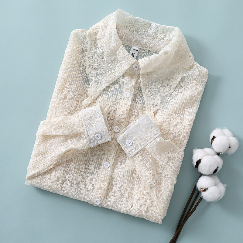 韓國東大門2021早春新款打底衫時尚镂空水溶襯衫花邊高檔蕾絲衫女在類目 女裝/女士精品, 襯衫中 - 來自Buy2taobao.com提供專業的淘寶代購服務