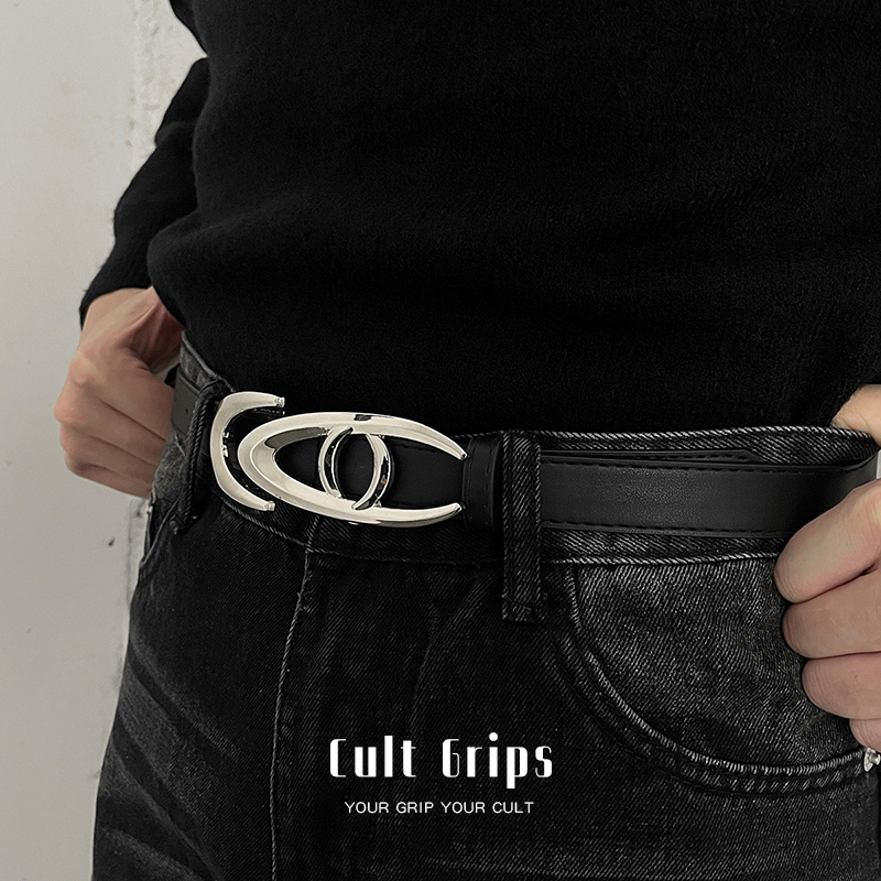 Cult Grips新款高级潮流男士皮带椭圆双扣头腰带设计感时尚百搭