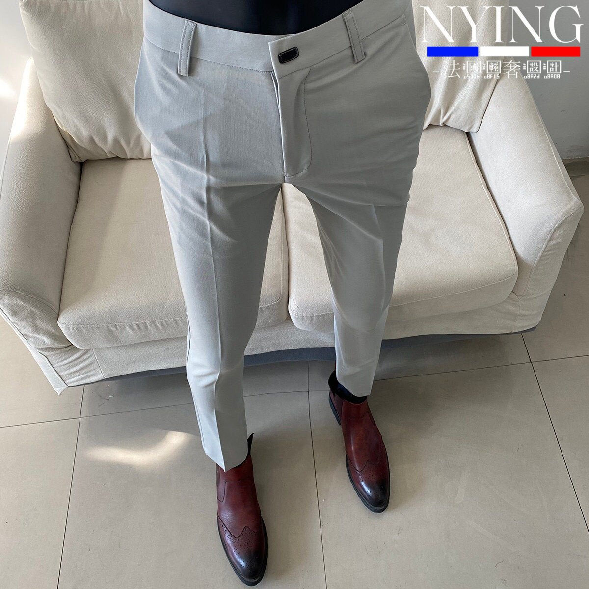 NYING法国高级感九分西裤男春夏新款时尚潮流商务休闲西服长裤
