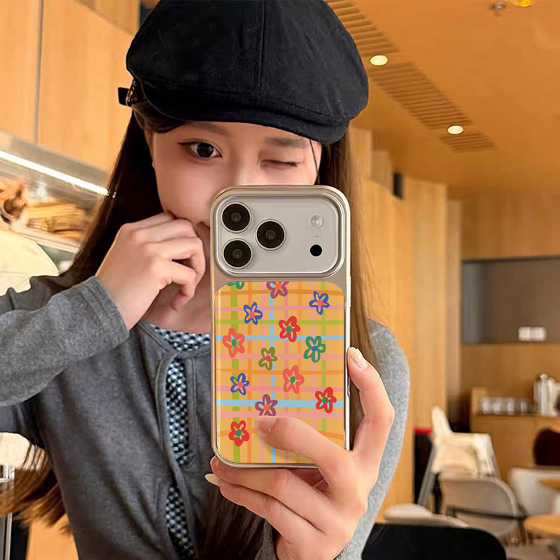 花花插画 原创小众高级感适用iPhone17promax手机壳苹果16pro防摔14硅胶软壳13银色12女生17不会撞壳15