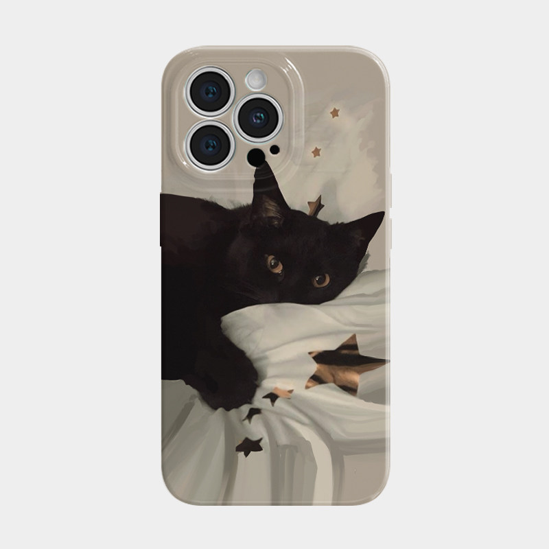 趣味被子黑猫苹果手机壳菲林