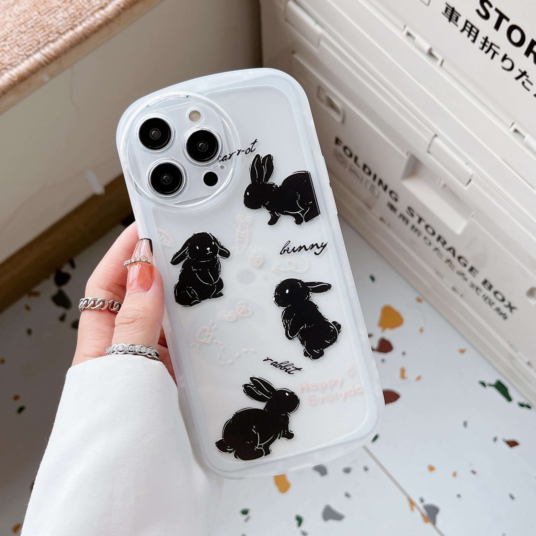 ins风原创日韩小众可爱兔子适用iphone15手机壳苹果15promax软壳15情侣13硅胶防摔12全包边11简约8p镜头全包x