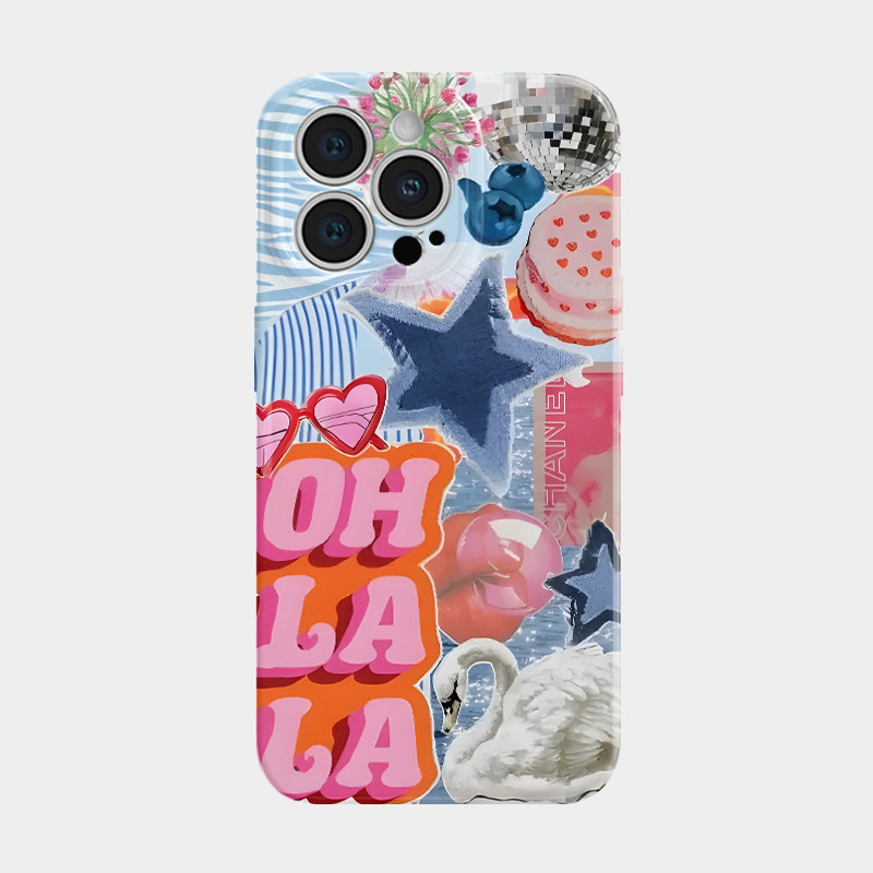 美式英文涂鸦插画适用于苹果IPhon16pro/14promax/15/14/13/11/xr菲林小众高级感不会撞壳的手机壳个性创意硬