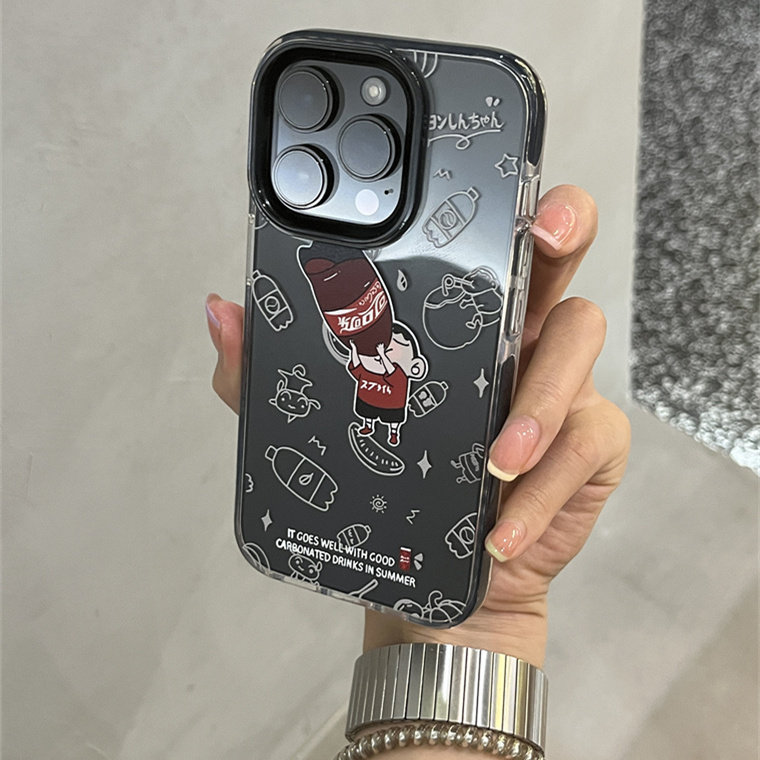 日韩趣味卡通动漫小新适用于iPhone15promax手机壳苹果15pro创意14promax个性13黑边14pro情侣14简约15男女12