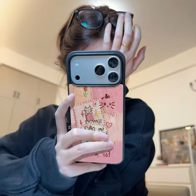 韩国ins女生布艺猫猫适用苹果17手机壳iphone17promax黑色磨砂15新款14防摔保护套13独特超好看16promax