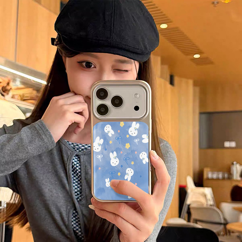 趣味蓝色兔子 原创小众高级感适用iPhone17promax手机壳苹果16pro防摔14硅胶软壳13银色12女生17不会撞壳15