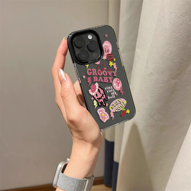 粉色机票条码苹果15手机壳