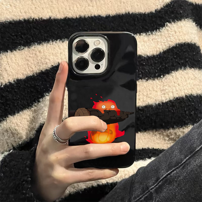 ins趣味卡通适用苹果17promax不会撞壳的手机壳新款iPhone17pro亮黑色13软硅胶12男款11防摔xr女款15保护壳16