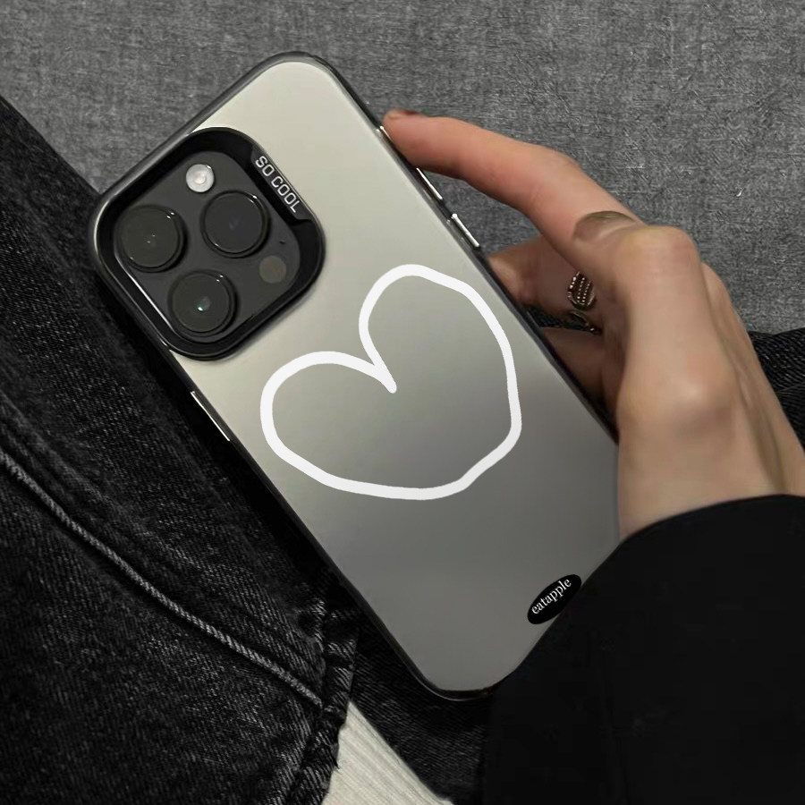 线条爱心 原创小众高级感适用iPhone17promax手机壳苹果16pro/15防摔14硅胶软壳13黑色12全包14不会撞壳