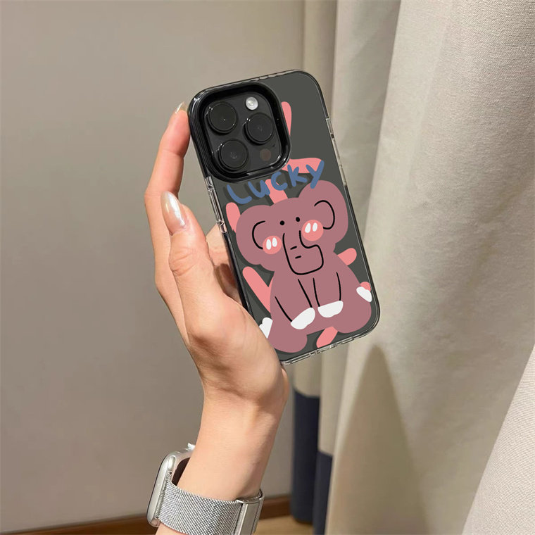 个性粉色小象苹果17手机壳