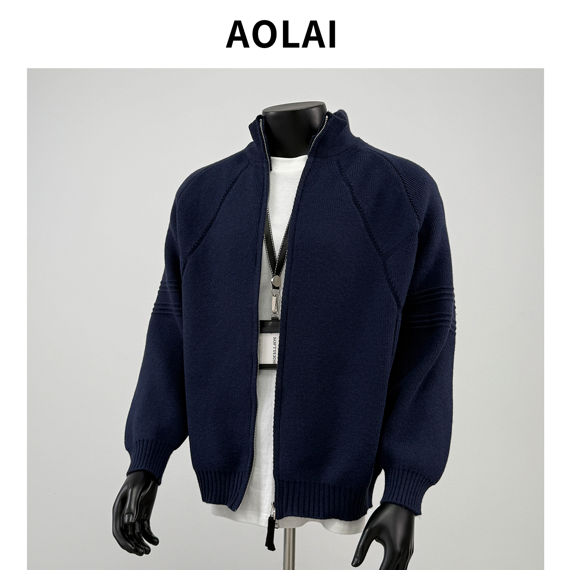 男士毛衣潮流开衫外套冬季男装高端针织衫拉链休闲上衣服加厚线衣