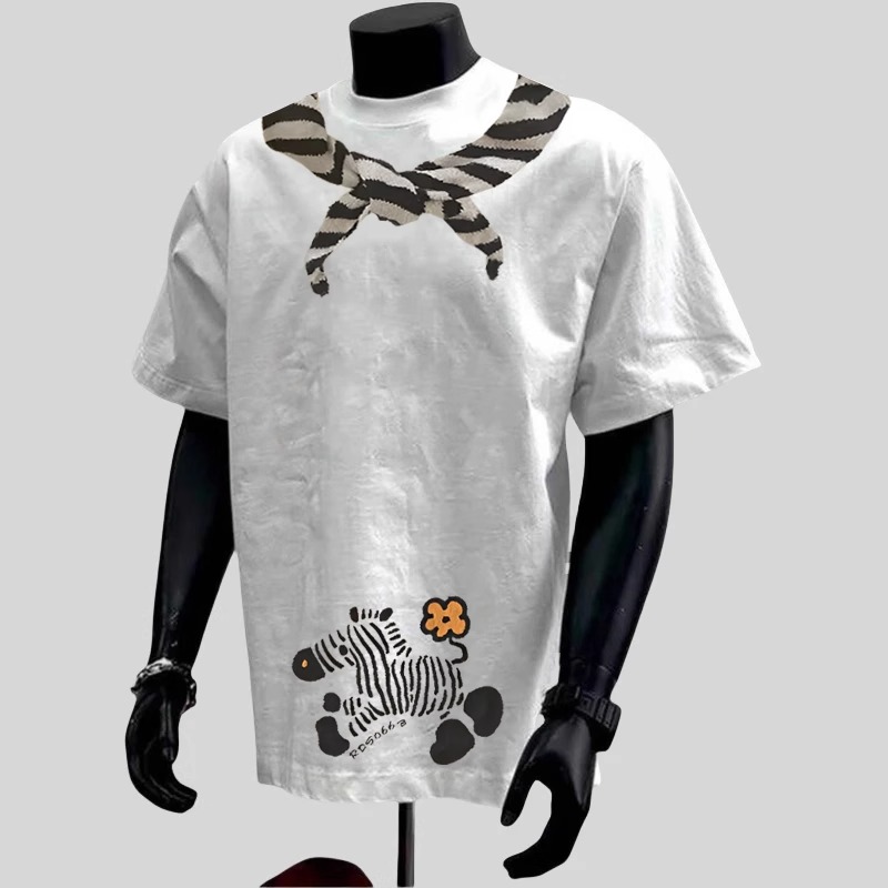 美式潮牌印花重磅oversize纯棉圆领短袖t恤男休闲上衣ins口袋巾