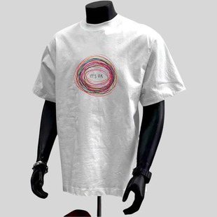 高级感宽松百搭上衣ins领带夹 t恤男新款 美式 潮牌高街印花纯棉短袖