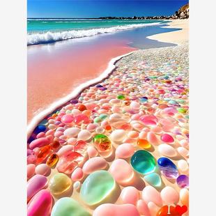 纯天然彩色雨花石七彩玛瑙石五彩石头招财树花盆鱼缸水培海景专用