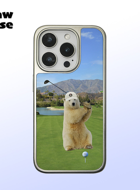 北极熊高尔夫 银边软壳亮面磁吸黑边磨砂手机壳防摔搞怪趣味全包17黑框iphone16promax苹果15plus14pm13适用