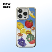 新款 水果超市 黑边软壳亮面磨砂磁吸银边手机壳防摔创意个性 全包黑框17iphone16promax苹果15plus14pm13适用