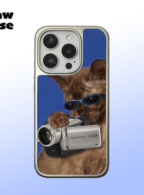 摄影猫咪 银边软壳亮面磁吸黑边磨砂手机壳防摔搞怪个性新款全包17黑框iphone16promax苹果15plus14pm13适用