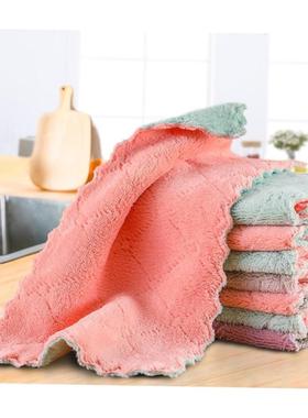 Double-layer Absorbent Microfiber Kitchen Dish Cloth towel