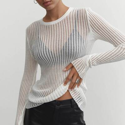 Woolen top bottoming perspective sexy sweater woman