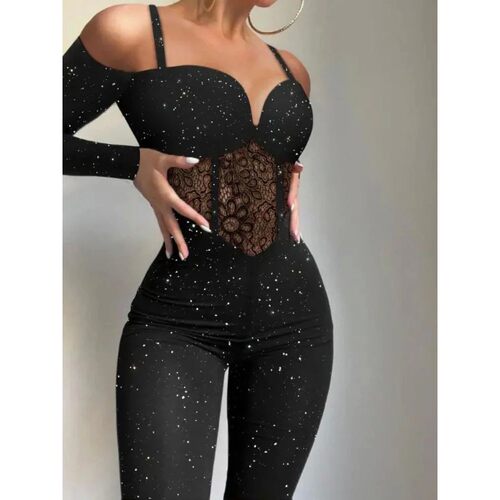 Jumpsuits Women One Piece Sexy Slim Bodycon Overalls Lace Ho