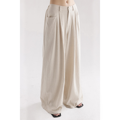 棉麻原色阔腿裤无极水墨系列