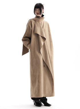 APOZi collection/牧人山海/原创设计感飘带外套沙丘双面麂皮大衣