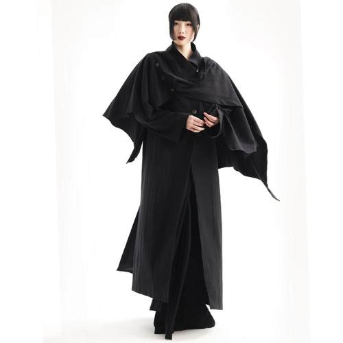 APOZi collection【衍生水墨】原创自制新中式黑色斗篷大衣外套女