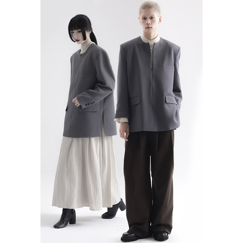 APOZi collection 东方诗人系列 新中式休闲西服无领套头西装外套
