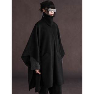 羊毛立领斗篷外套A字蝙蝠袖 浮雾柔金 宽松大衣 collection APOZi