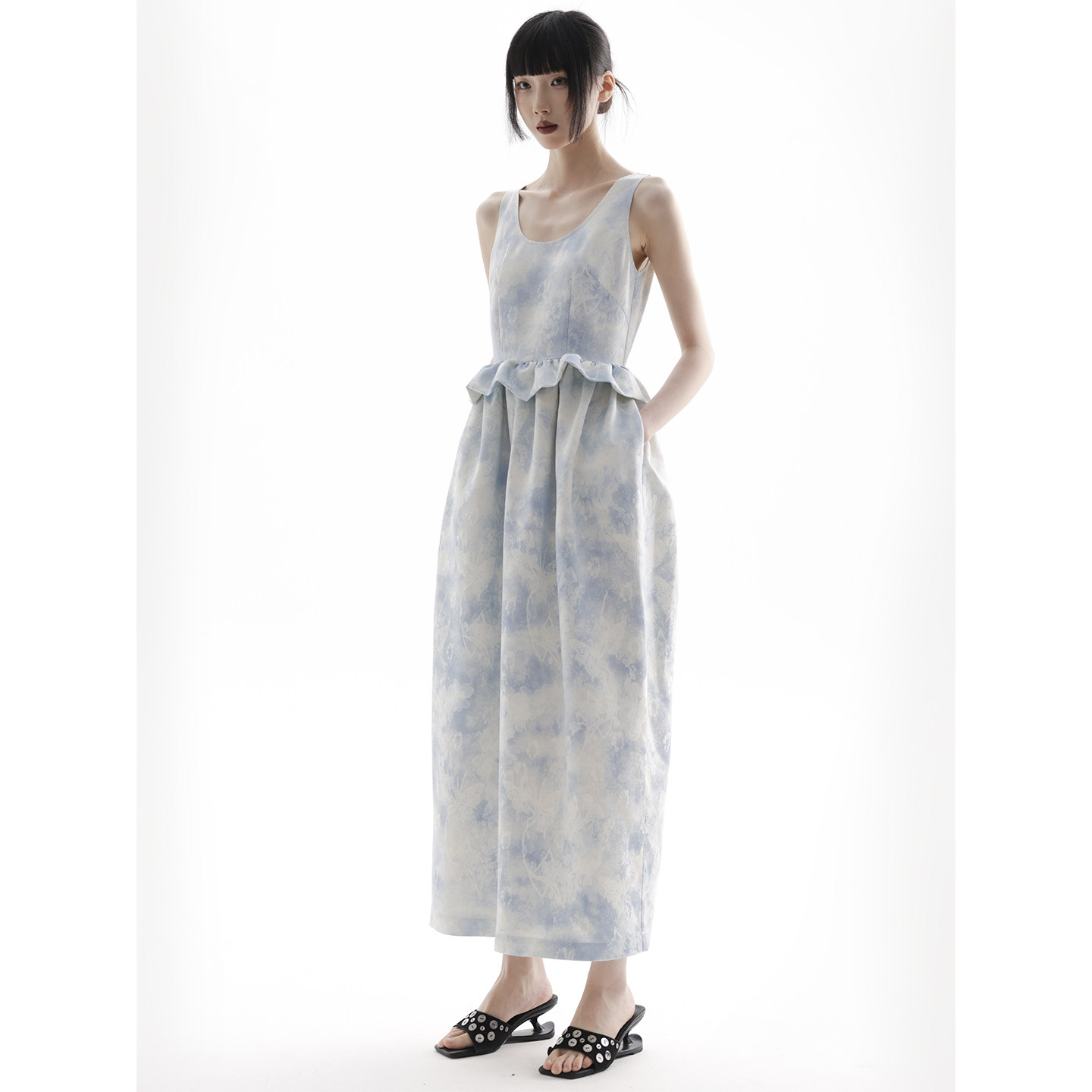 APOZi collection【泠白叙】小众设计感拼接长裙氛围感气质连衣裙