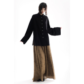 宽松上衣女设计感小众 国风单排扣黑色衬衫 APOZi collection新中式