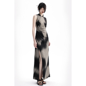 新中式 衍生水墨 立领国风连衣裙开叉墨痕旗袍 collection APOZi