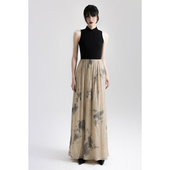 APOZi 立领褶皱弹力拼接设计印花裙 中式 collection 山水序曲夏季