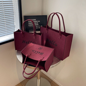 原创ins风女包大容量单肩包新款 卡通百搭毛毡手提礼品包定制logo